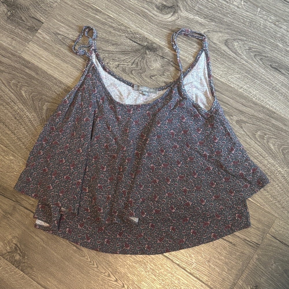 Don’t Ask Why Floral Asymmetrical Cropped Tank Top